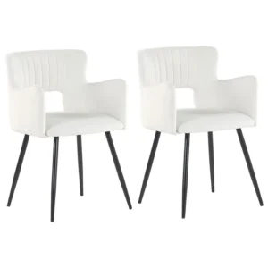 Set 2 Velvet Dining Chairs White SANILAC