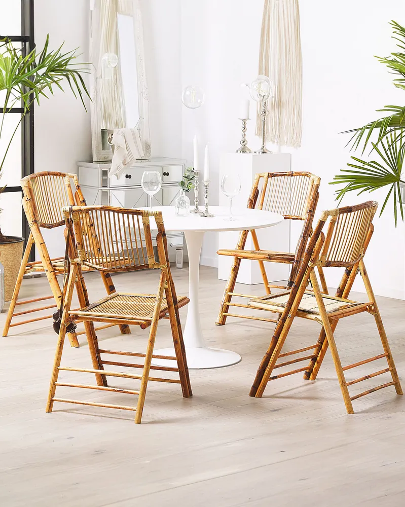 Set 4 Wooden Bambù Chairs TRENTOR