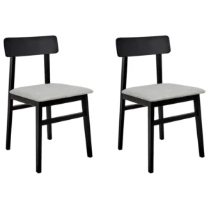 Set 2 Wooden Dining Chairs Black and Light Grey STACY