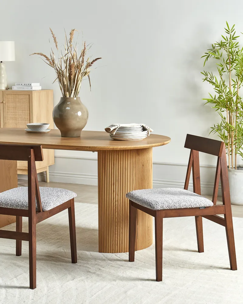 Set 2 Wooden Dining Chairs Dark and Grey ISLE