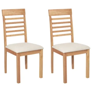 Set 2 Wooden Dining Chairs Light Wood and Light Beige ORTLEY