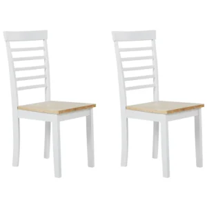 Set 2 Wooden Dining Chairs Light Wood and White BATTERSBY