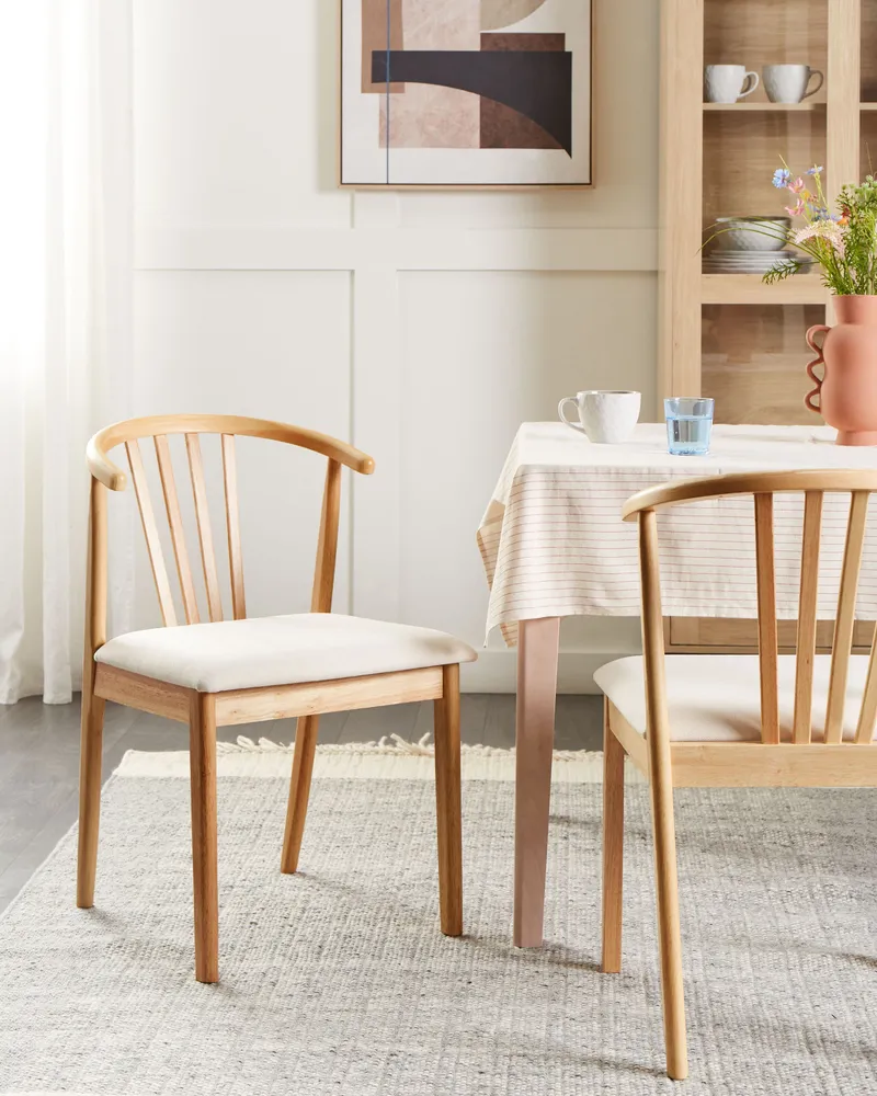 Set 2 Wooden Dining Chairs Light Wood CRAIG