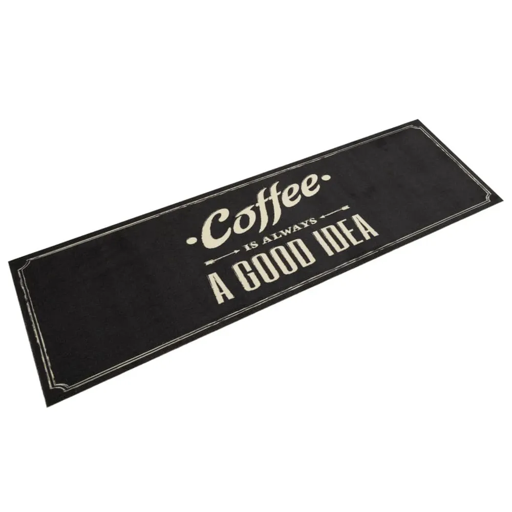 Tappeto da Cucina Lavabile Testo Caffè 45x150 cm Velluto