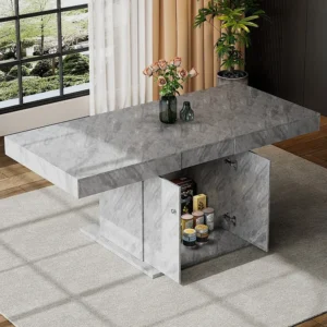 Tavolo da pranzo allungabile per 4-6 coperti con 2 ante - L140/180xP80xH76cm - Truciolare - Grigio