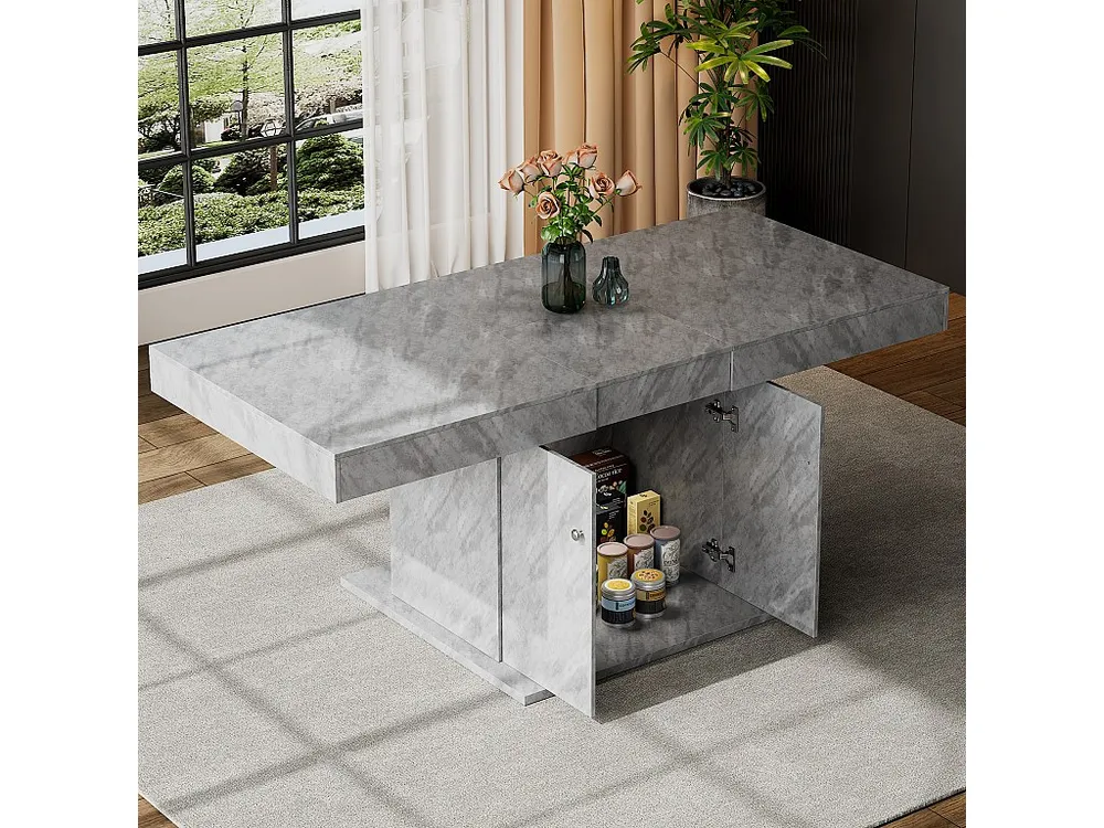 Tavolo da pranzo allungabile per 4-6 coperti con 2 ante - L140/180xP80xH76cm - Truciolare - Grigio