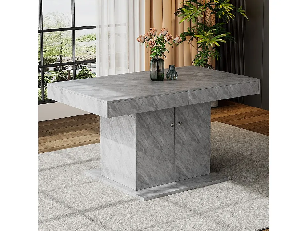 Tavolo da pranzo allungabile per 4-6 coperti con 2 ante - L140/180xP80xH76cm - Truciolare - Grigio