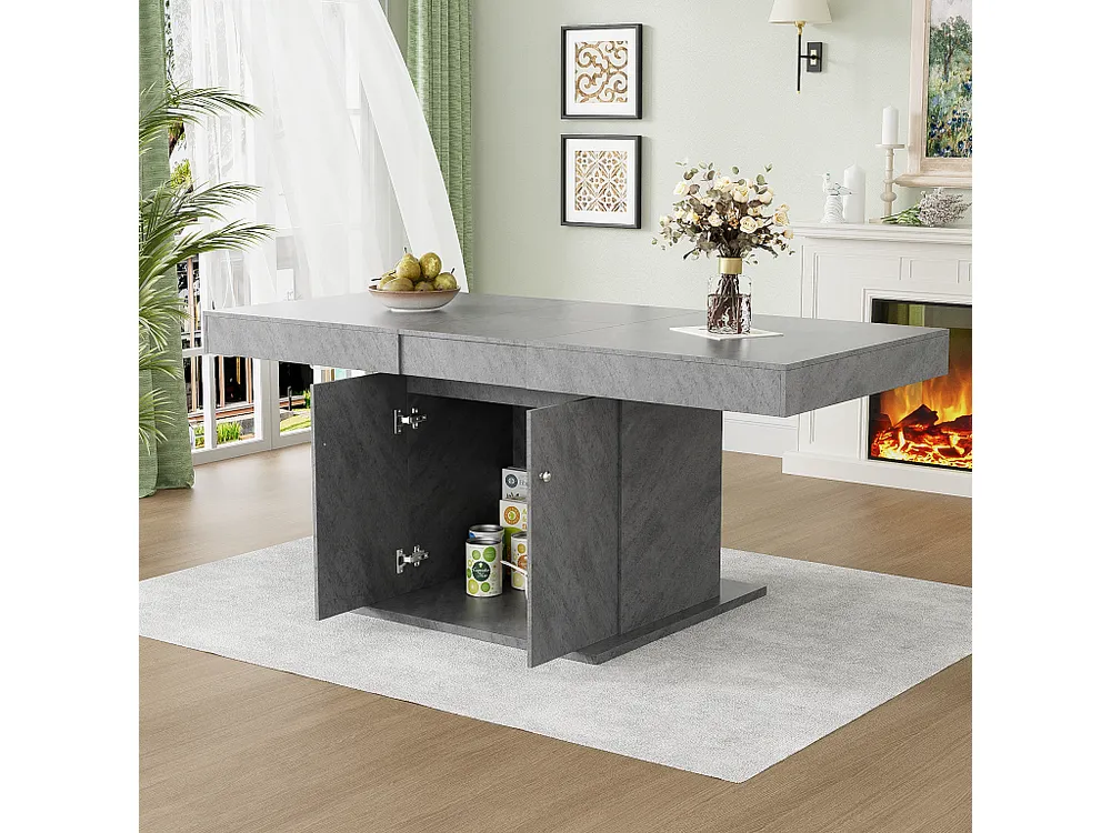 Tavolo da pranzo allungabile per 4-6 coperti con 2 ante - L140/180xP80xH76cm - Truciolare - Grigio