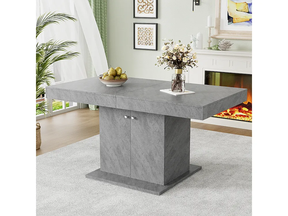 Tavolo da pranzo allungabile per 4-6 coperti con 2 ante - L140/180xP80xH76cm - Truciolare - Grigio
