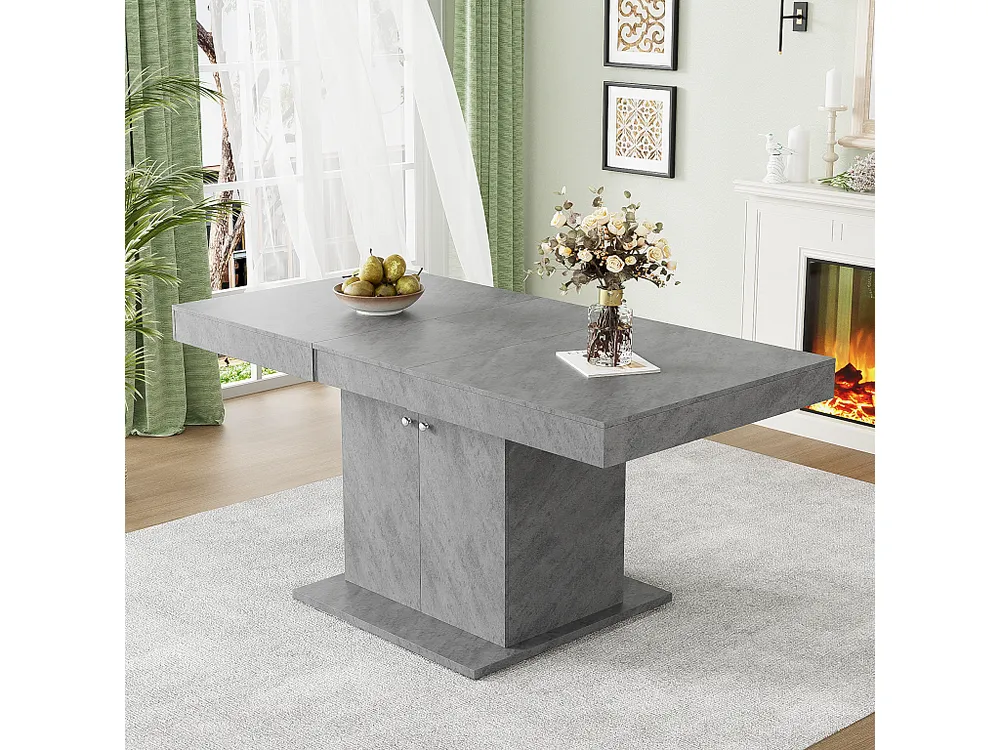 Tavolo da pranzo allungabile per 4-6 coperti con 2 ante - L140/180xP80xH76cm - Truciolare - Grigio