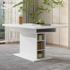 Tavolo da pranzo allungabile per 4-6 coperti con contenitore - L130xP70xH75 cm - Truciolare - Bianco