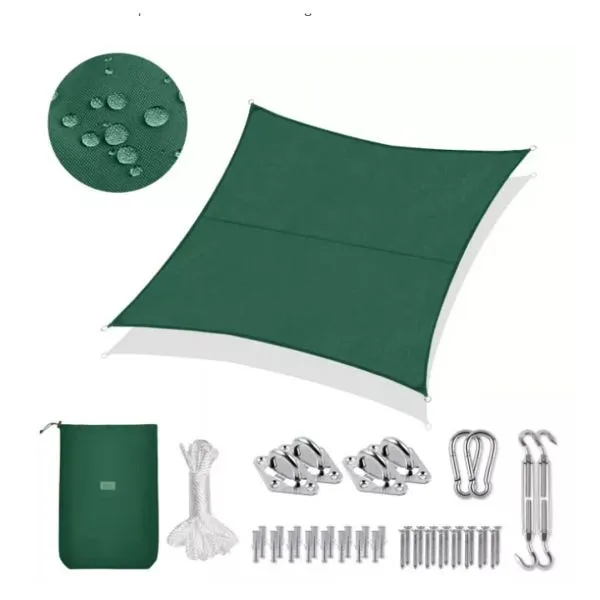 Vela da sole Sekey PES con kit di montaggio rettangolo 2x3m colore: verde 362361