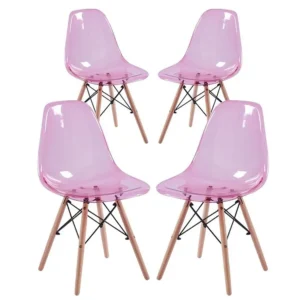WeHome - Set 4 sedie trasparenti rosa - Betty
