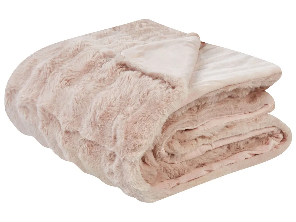 Blanket SALKA Faux Fur 150 x 200 cm Pastel Pink