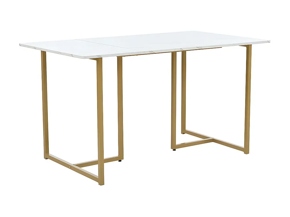 Canovaccio Assorbente Tavolo da pranzo 140x80 cm con gambe L - struttura metallo - impiallacciatura bianca con motivo marm...
