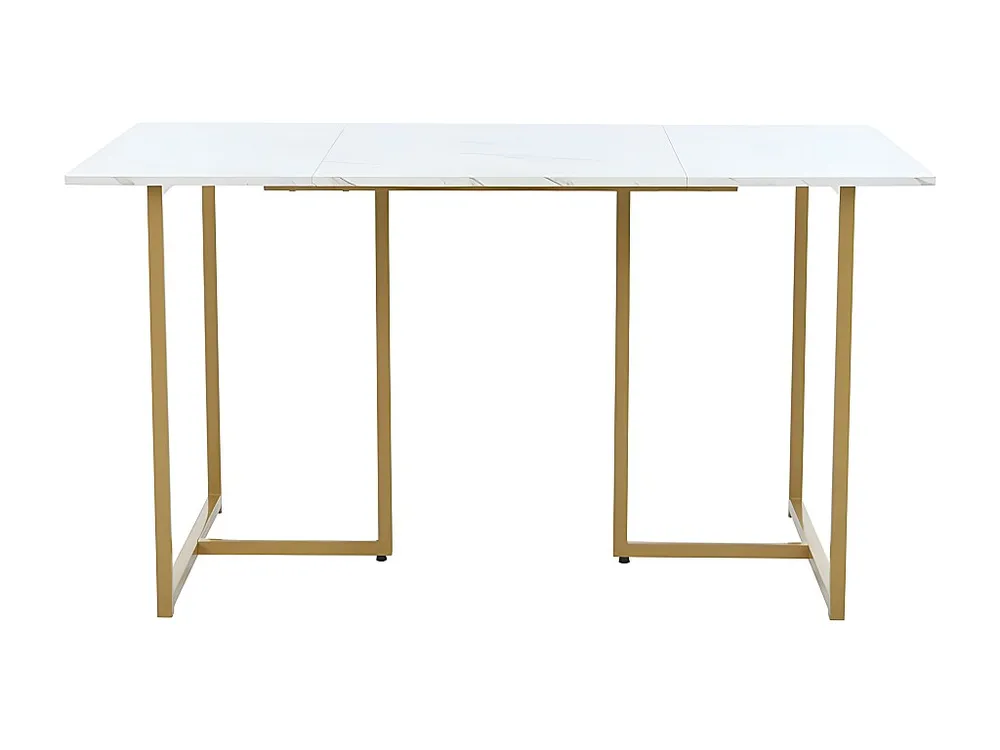 Canovaccio Assorbente Tavolo da pranzo 140x80 cm con gambe L - struttura metallo - impiallacciatura bianca con motivo marm...