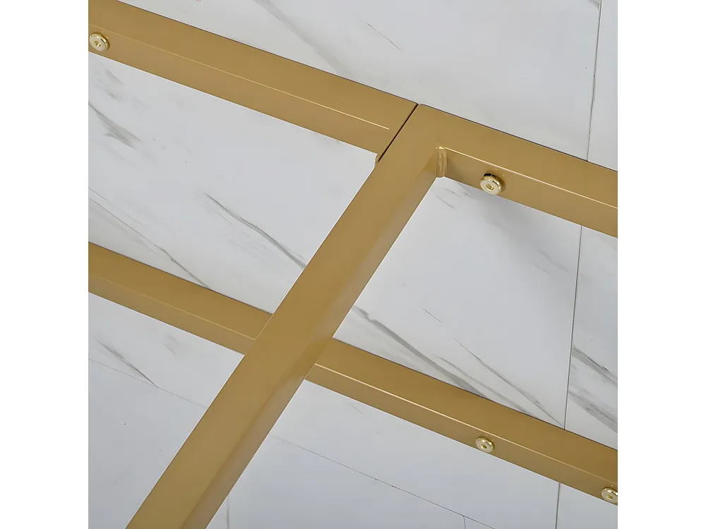 Canovaccio Assorbente Tavolo da pranzo 140x80 cm con gambe L - struttura metallo - impiallacciatura bianca con motivo marm...