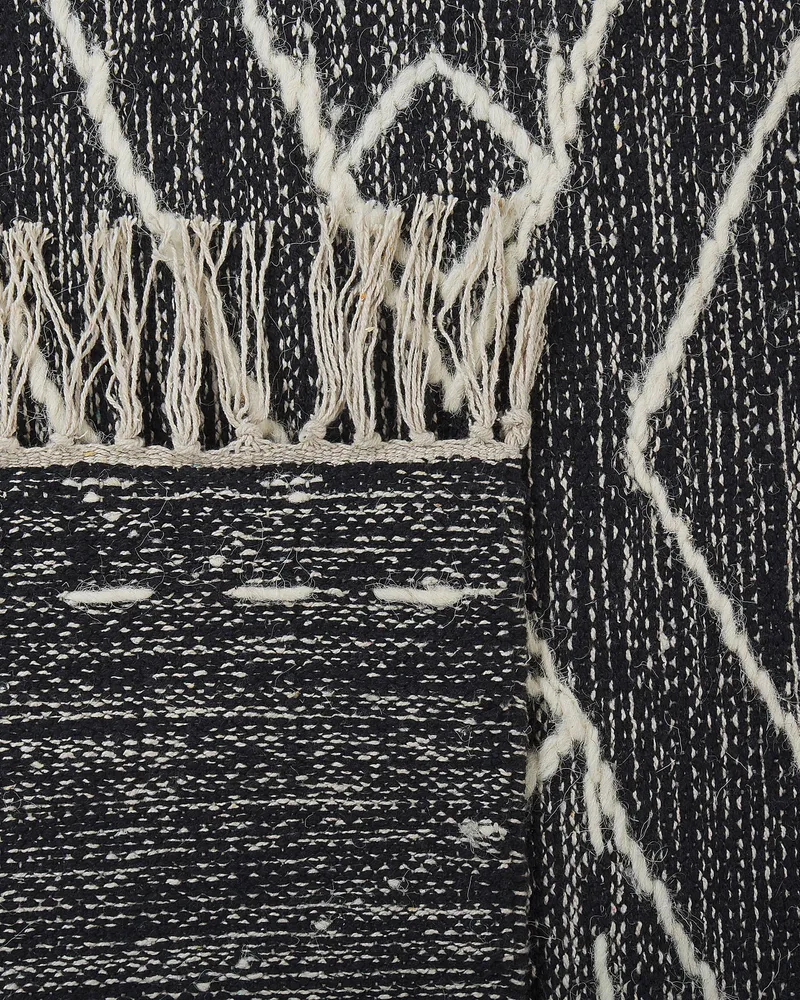 Cotton Area Rug 140 x 200 cm Nero puro and White KHENIFRA