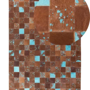 Cowhide Area Rug 140 x 200 cm Brown and Blue ALIAGA