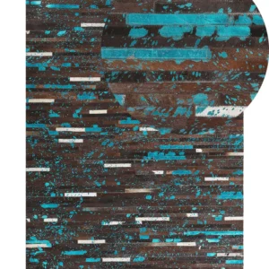 Cowhide Area Rug 140 x 200 cm Brown and Blue KISIR