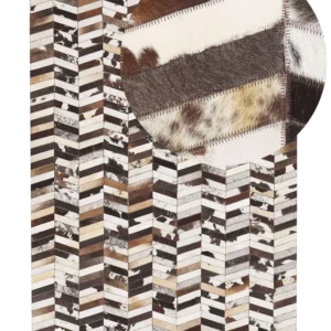 Cowhide Area Rug 160 x 230 cm Brown and White AKYELE