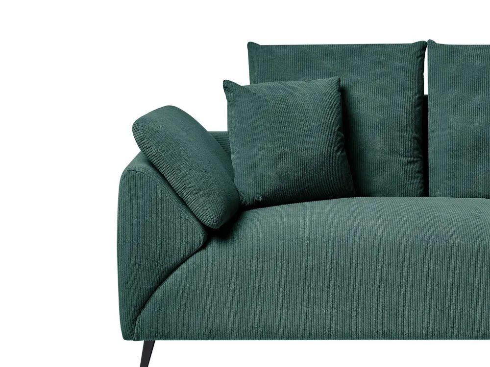 Divano angolare velluto coste verde lato sinistro LUNNER con Angoli Elastici