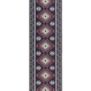 Runner Rug 60 x 200 cm Blue and Red KANGAL con Angoli Elastici