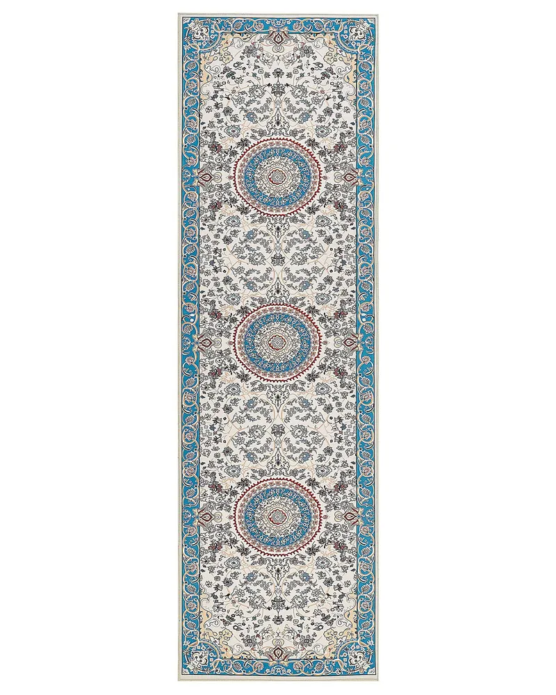 Runner Rug 60 x 200 cm Nocciola and Blue GORDES Cotone 100%