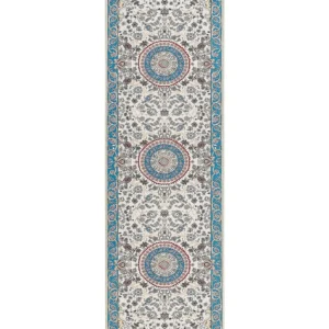 Runner Rug 60 x 200 cm Nocciola and Blue GORDES Cotone 100%