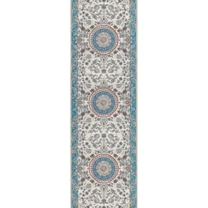 Runner Rug 80 x 300 cm Nocciola and Blue GORDES