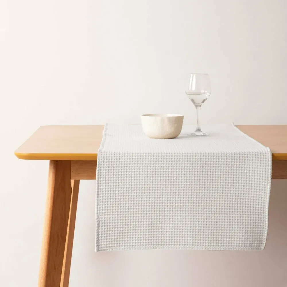 Runner da Tavolo Belum Waffle Crema Naturale 45 x 140 cm con Motivo Decorativo