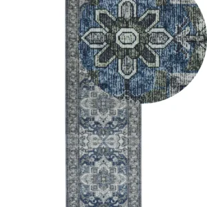 Sottopentola Runner Rug 60 x 200 cm Grey and Blue KOTTAR
