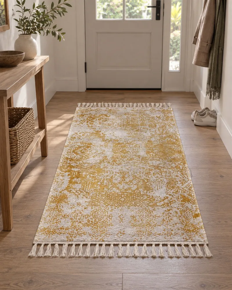 Vintage Area Rug 80 x 150 cm Yellow and Camoscio BOYALI