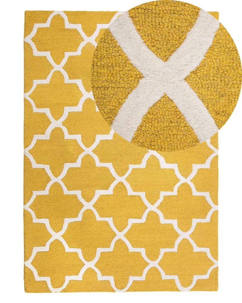Wool Area Rug 140 x 200 cm Yellow SILVAN