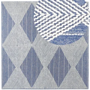 Wool Area Rug 200 x 200 cm Light Crema and Blue DATCA