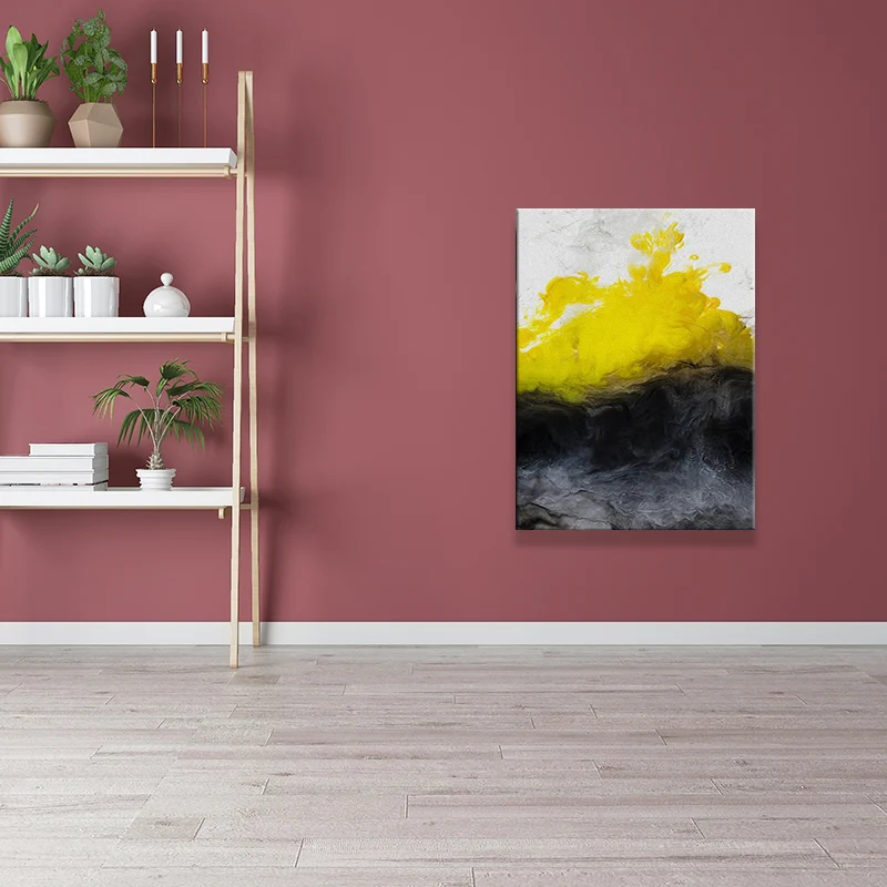 Certificato CE Semplicità astratta decorazione da parete, tela gialla e nera per sala da pranzo, strutturata