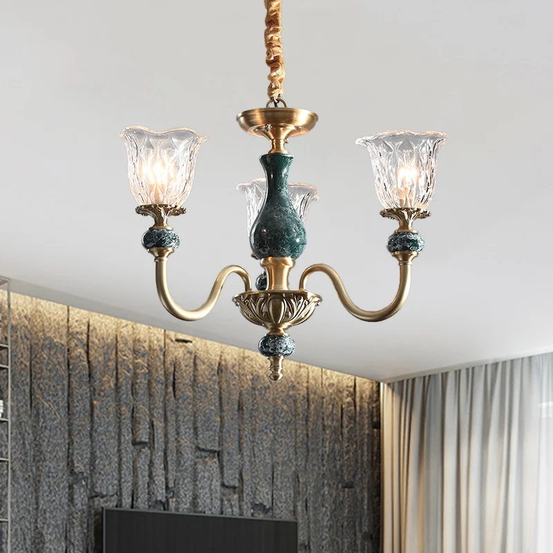Lampadario sospensione antico vetro trasparente con lampadario 3/8 teste per sala da pranzo, illuminazione oro con Base An...