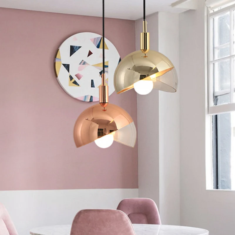 Paralume cupola girevole Lampada sospensione postmoderna vetro trasparente 1 testa Sala da pranzo Illuminazione sospension...