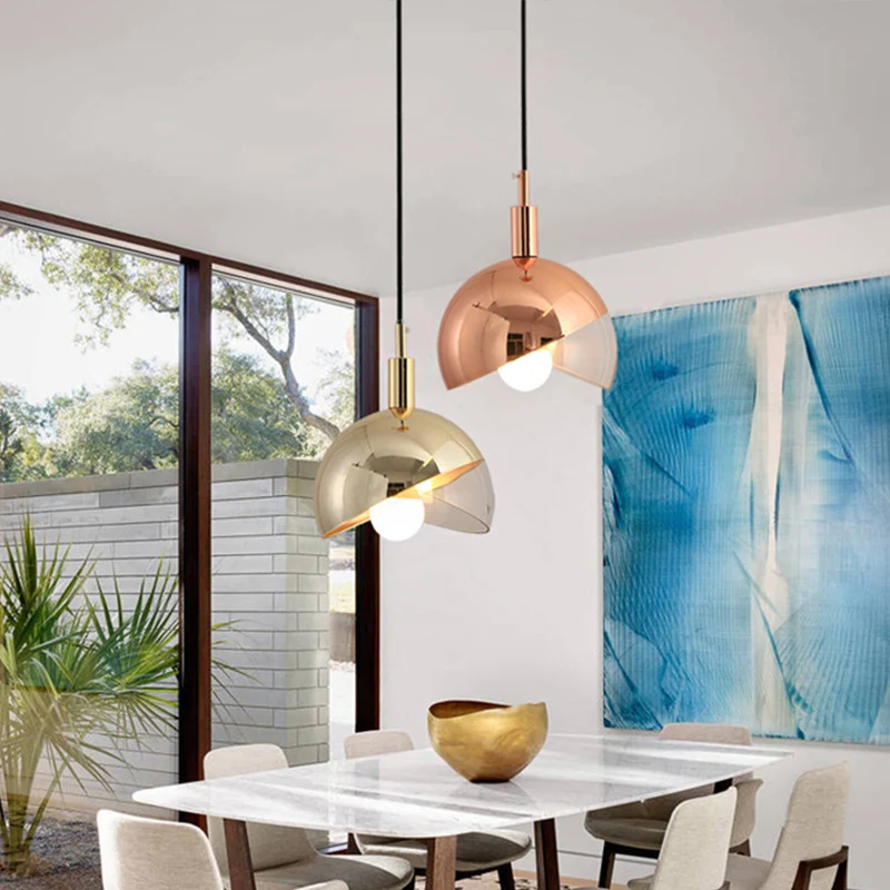 Paralume cupola girevole Lampada sospensione postmoderna vetro trasparente 1 testa Sala da pranzo Illuminazione sospension...