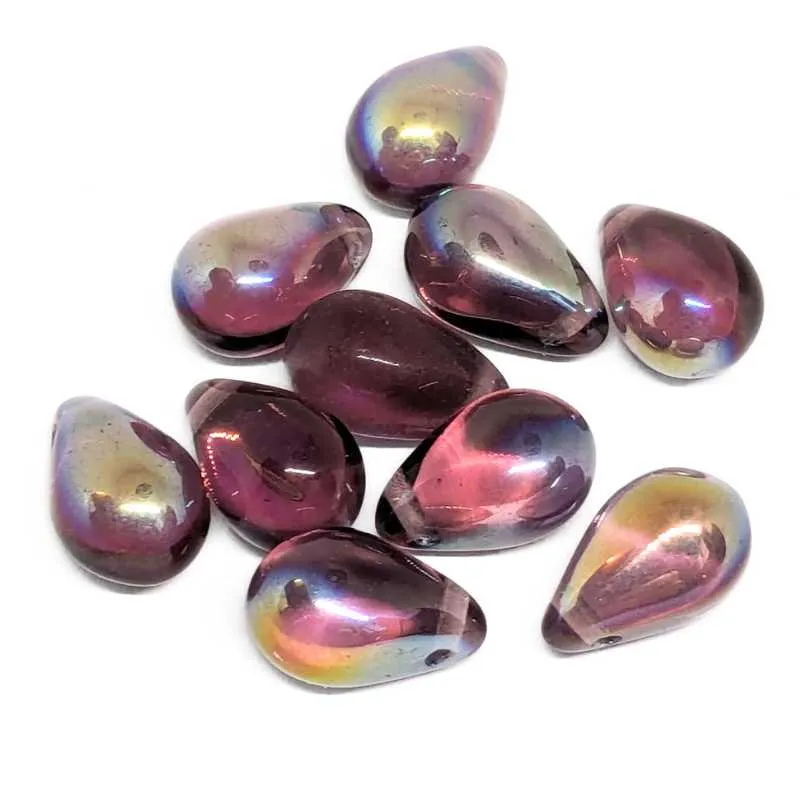 10x Gocce di Bohemia 6 x 9mm Amethyst AB