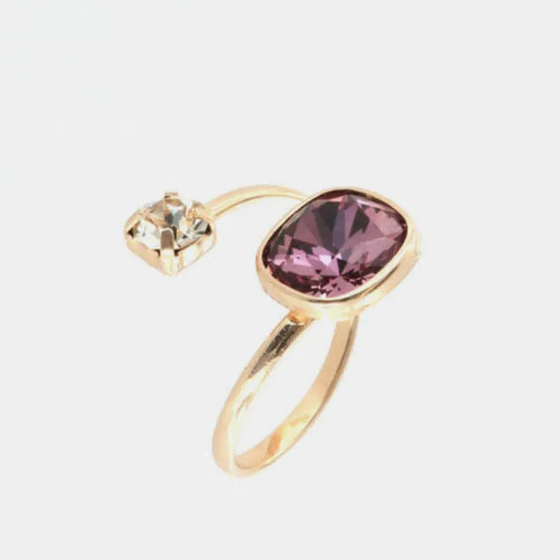 Anello Argento 925 con cristallo quadrato rosa antico con punto luce champagne