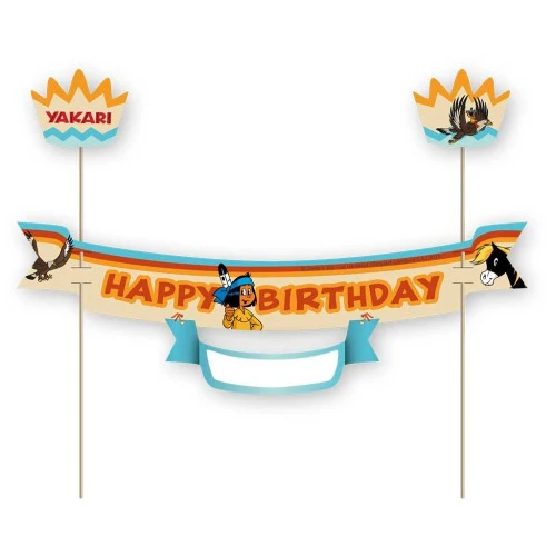 Banner per torta con campo nome Yakari, decorazione per torta