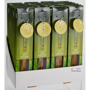 Bastoncini di incenso 10cm alla citronella confezione da 20 pezzi con supporto