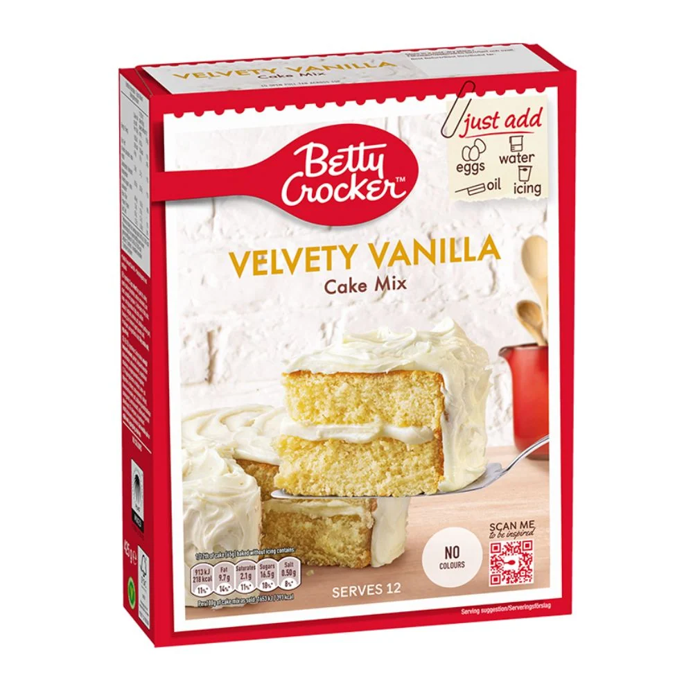 Betty Crocker Velvety Vanilla Cake mix, preparato per torta morbida alla vaniglia da 425g