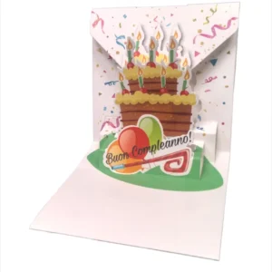 BIGLIETTO COMPLEANNO TORTA - ORIGAMO