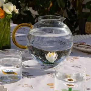 BROCCA GLOBO VETRO SOFFIATO CON FIGURA DI FIORE