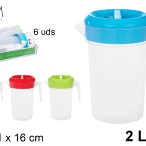 BROCCA TONDA PLASTICA COPERCHIO COLORI ASSORTITI 2 L.
