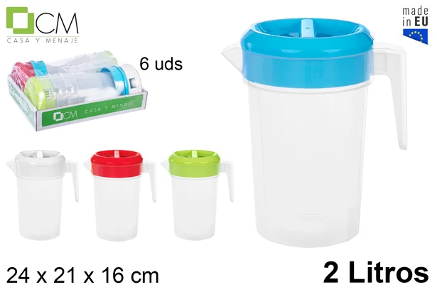 BROCCA TONDA PLASTICA COPERCHIO COLORI ASSORTITI 2 L.
