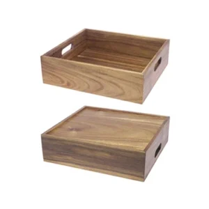 Cassetta/alzata gn 2/3 legno di acacia cm 35x32,5x10