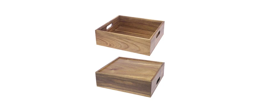 Cassetta/alzata gn 2/3 legno di acacia cm 35x32,5x10